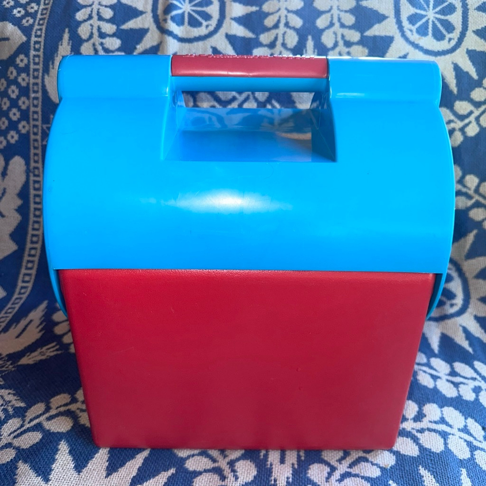 Vintage 1987 Igloo Little Playmate II Picnic Cooler Crown Corning Red Aqua - Picture 5 of 7